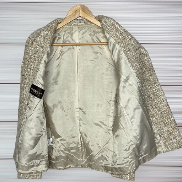 PAIL STUART Tweed Beige Skirt Suit Wool Blend Woman’s made in Italy sz 40 US 4-6 - Picture 5 of 14